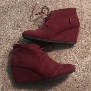 Maroon Wedge Boots